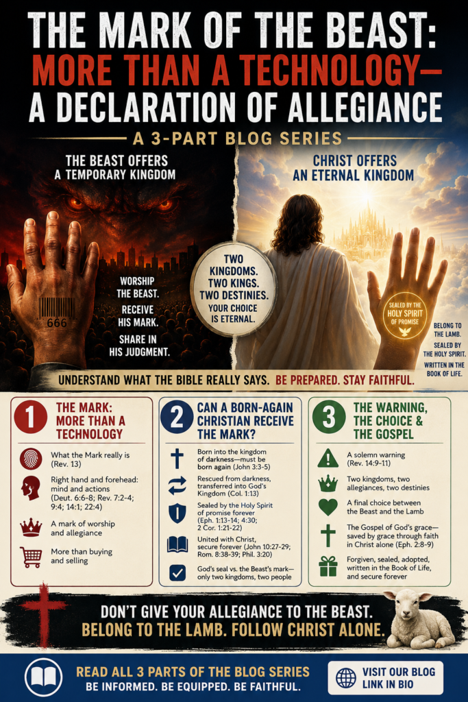 Few subjects in Bible prophecy have generated as much speculation as the Mark of the Beast. Over the years, Christians have suggested it could be a barcode, a tattoo, an RFID chip, a biometric implant, or some other form of technology. While these ideas are common, the Bible itself never identifies the mark as any of these things.

Rather than interpreting Revelation through the lens of modern technology, we should allow Scripture to define its own terms.